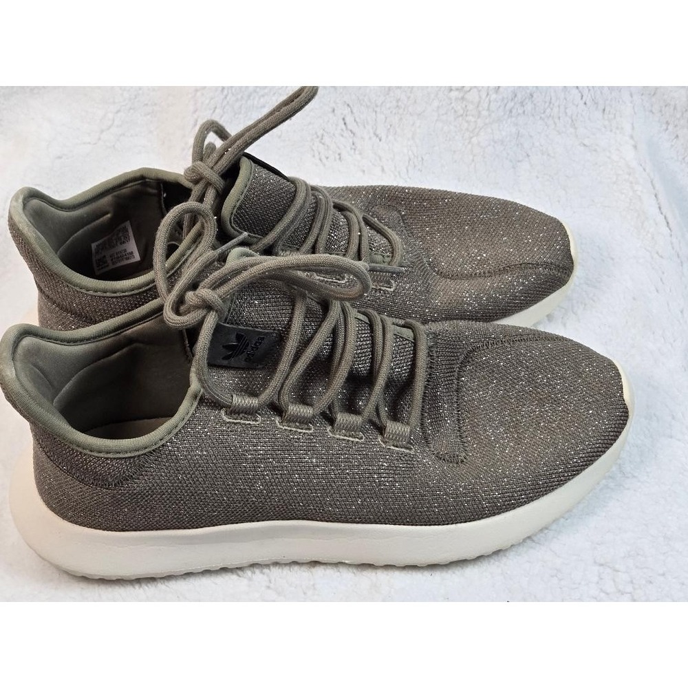 Women's Adidas Tubular Shadow Sneaker in Gray Glitter Sparkle Knit Size US 10